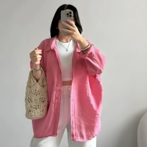 Pink Button-Down Shirt for Women – Soft & Stylish | Hunar Apparel